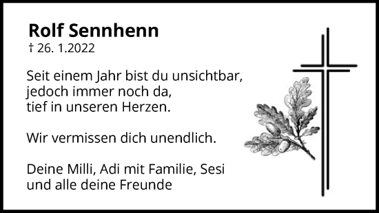 Traueranzeige von Rolf Sennhenn von WRS