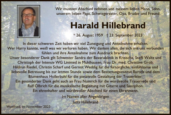 Traueranzeige von Harald Hillebrand von WRS