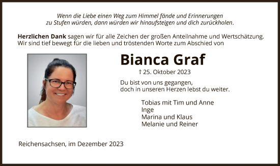 Traueranzeige von Bianca Graf von WRS