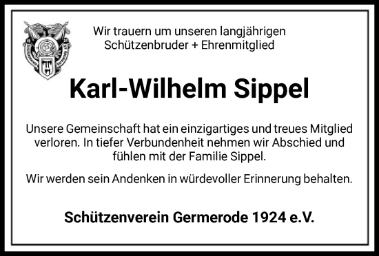 Traueranzeige von Karl-Wilhelm Sippel von WRS