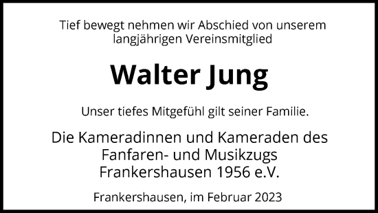 Traueranzeige von Walter Jung von WRS