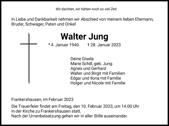 Traueranzeige von Walter Jung von WRS