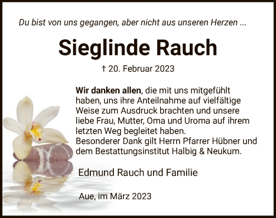 Traueranzeige von Sieglinde Rauch von WRS