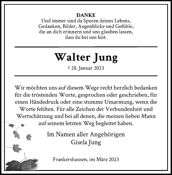 Traueranzeige von Walter Jung von WRS