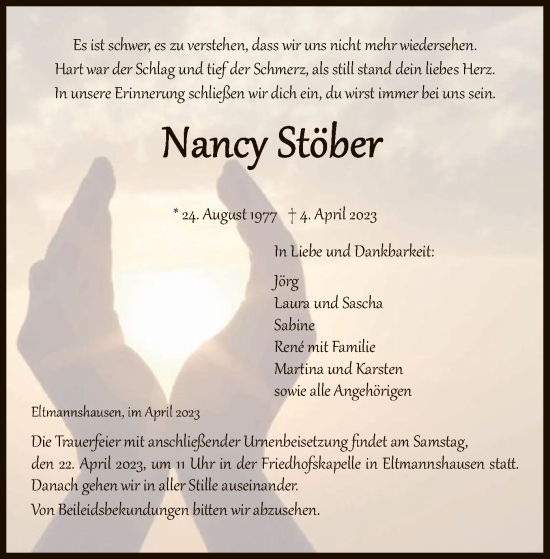 Traueranzeige von Nancy Stöber von WRS