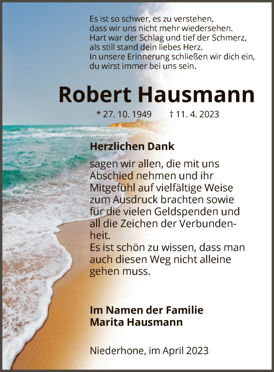 Traueranzeige von Robert Hausmann von WRS