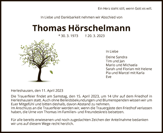 Traueranzeige von Thomas Hörschelmann von WRS