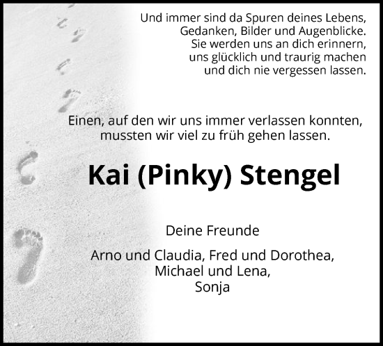 Traueranzeige von Kai Stengel von WRS