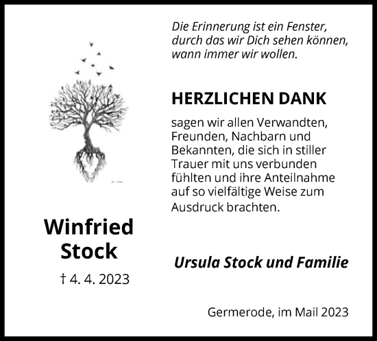 Traueranzeige von Winfried Stock von WRS