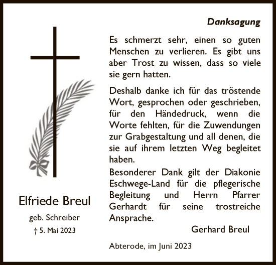 Traueranzeige von Elfriede Breul von WRS