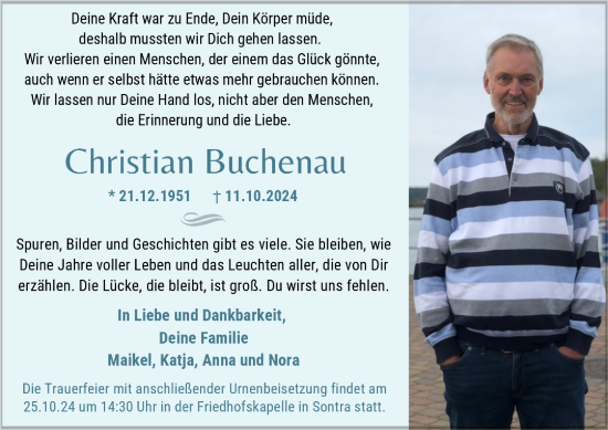 Traueranzeige von Christian Buchenau von WRS