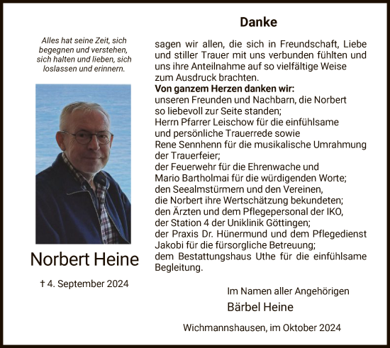 Traueranzeige von Norbert Heine von WRS