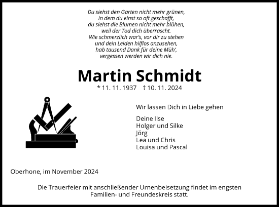 Traueranzeige von Martin Schmidt von WRS