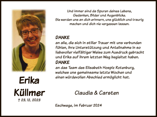 Traueranzeige von Erika Küllmer von WRS