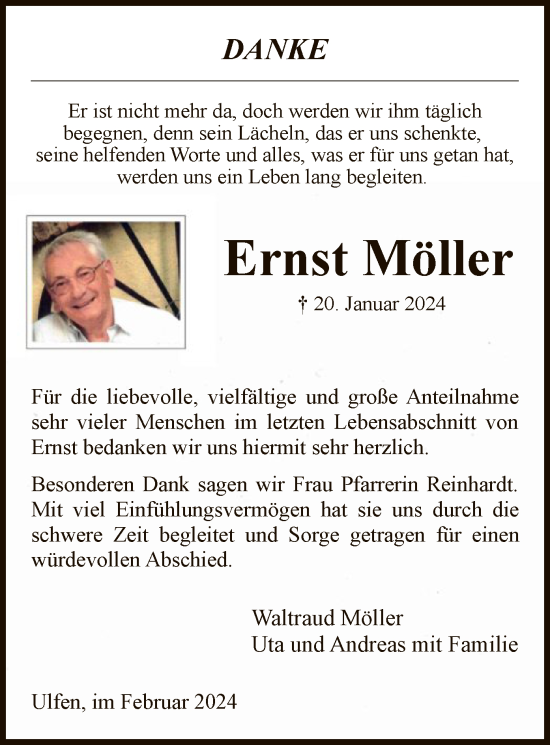 Traueranzeige von Ernst Möller von WRS