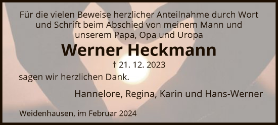 Traueranzeige von Werner Heckmann von WRS