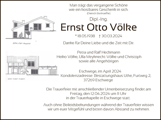 Traueranzeige von Ernst Otto Völke von WRS