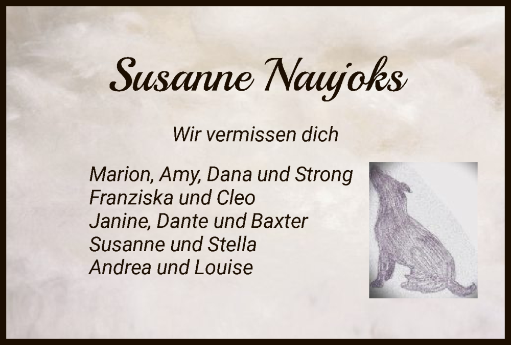  Traueranzeige für Susanne Naujoks vom 24.05.2024 aus WRS