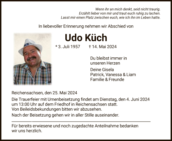 Traueranzeige von Udo Küch von WRS