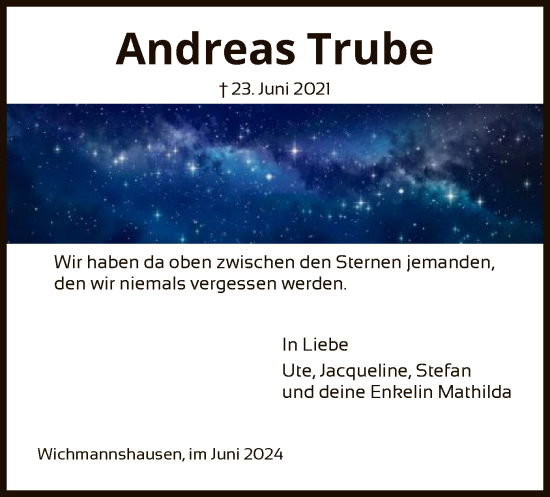 Traueranzeige von Andreas Trube von WRS