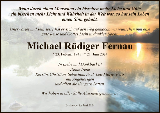 Traueranzeige von Michael Rüdiger Fernau von WRS