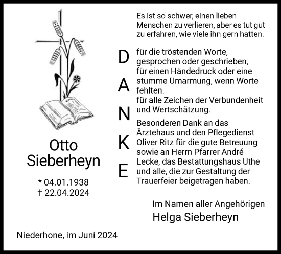 Traueranzeige von Otto Sieberheyn von WRS