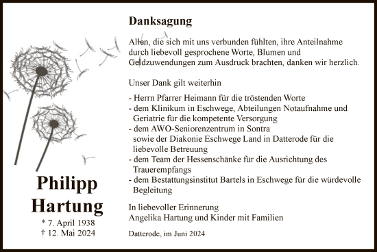 Traueranzeige von Philipp Hartung von WRS