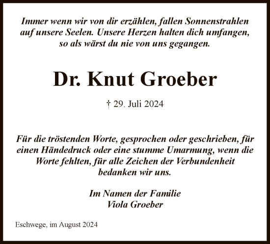 Traueranzeige von Knut Groeber von WRS