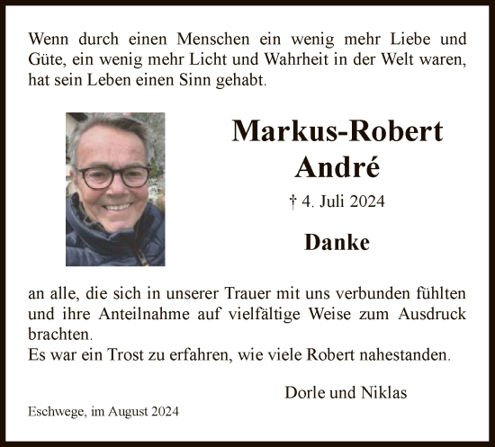 Traueranzeige von Markus-Robert André von WRS