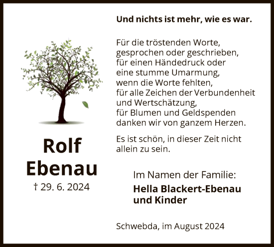 Traueranzeige von Rolf Ebenau von WRS