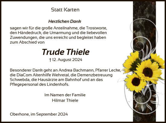 Traueranzeige von Trude Thiele von WRS