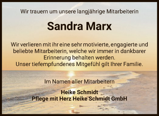 Traueranzeige von Sandra Marx von WRS