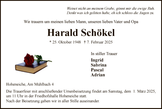 Traueranzeige von Harald Schökel von WRS