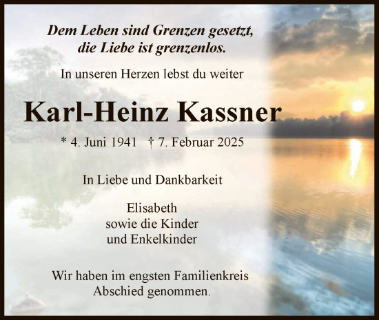Traueranzeige von Karl-Heinz Kassner von WRS