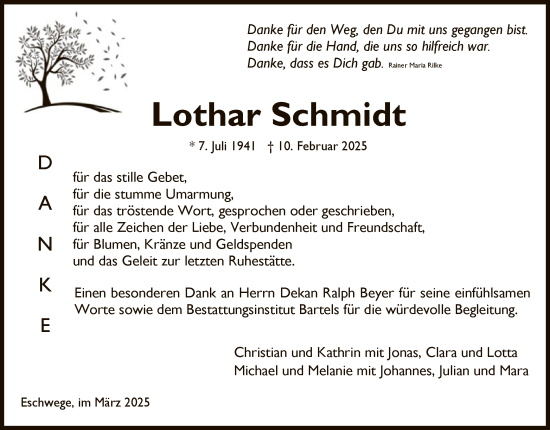 Traueranzeige von Lothar Schmidt von WRS