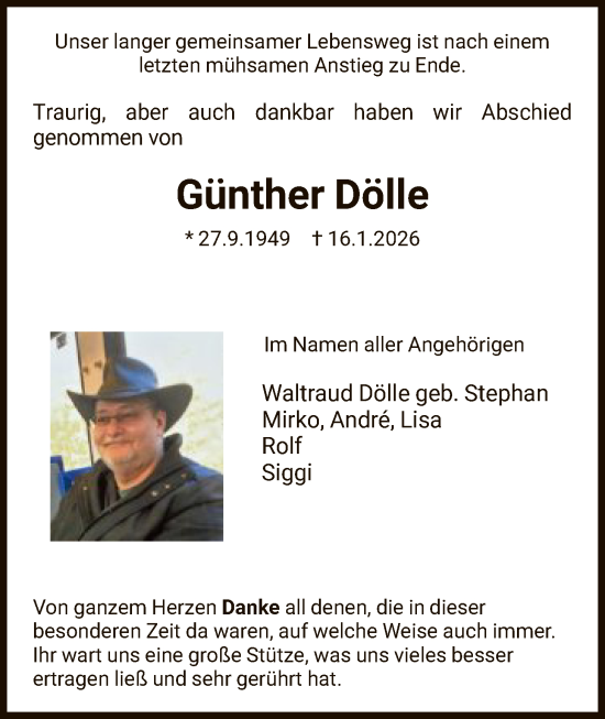 Traueranzeige von Günther Dölle von WRS