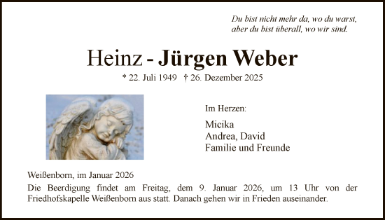 Traueranzeige von Heinz-Jürgen Weber von WRS