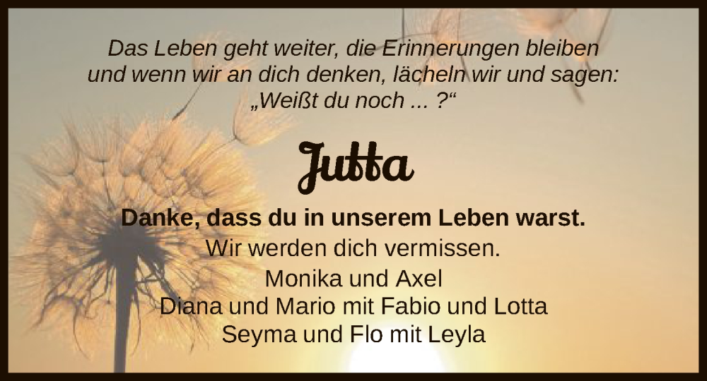  Traueranzeige für Jutta  vom 31.01.2026 aus WRS
