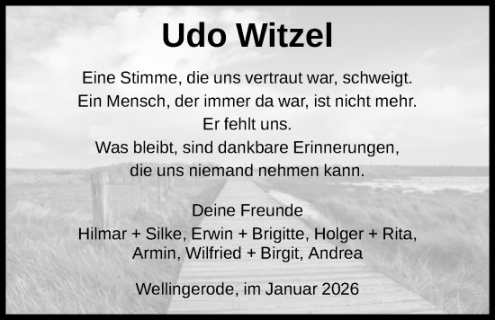 Traueranzeige von Udo Witzel von WRS