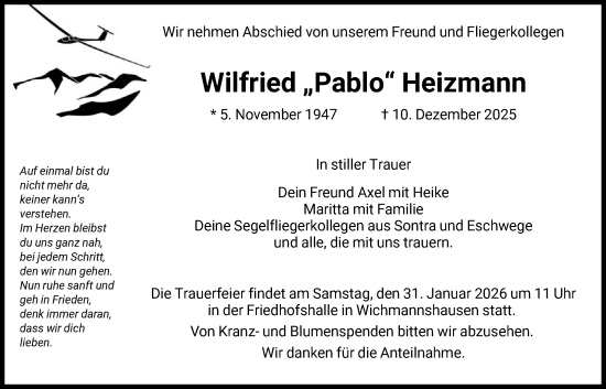 Traueranzeige von Wilfried Heizmann von WRS